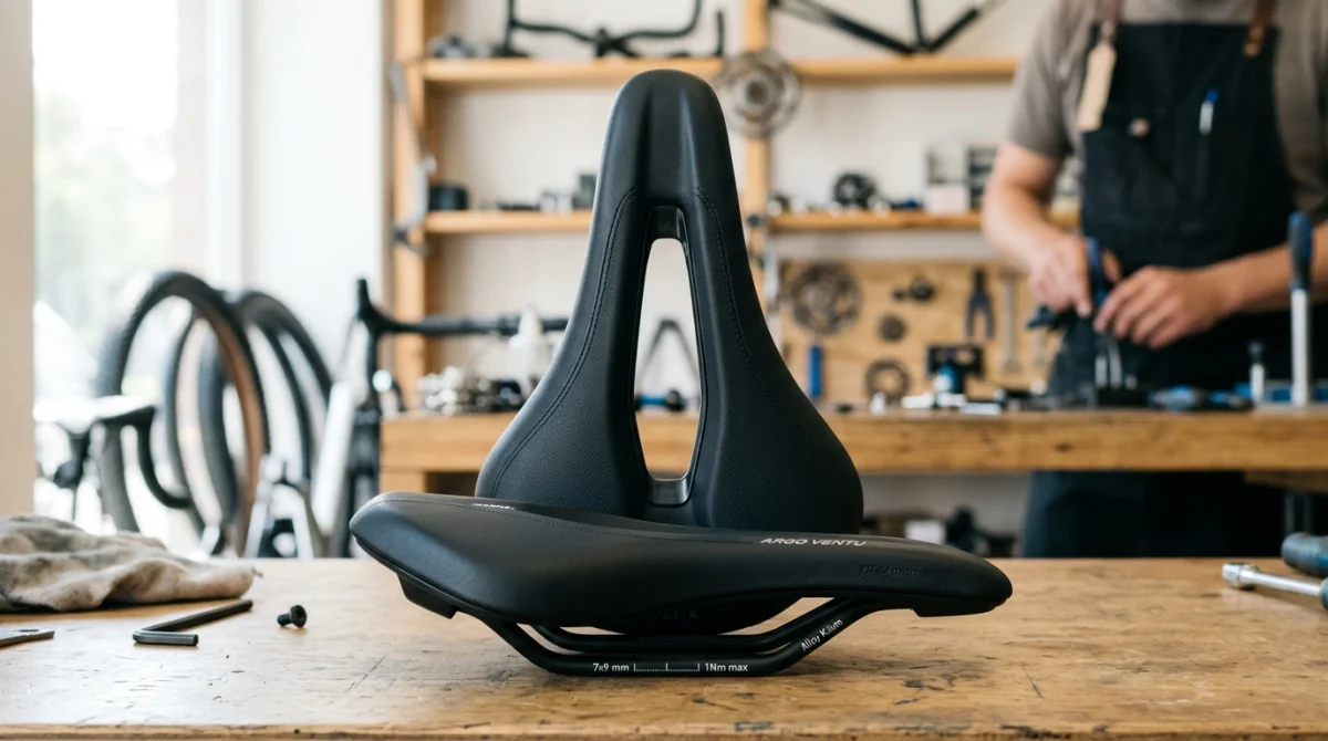 Selle de vélo ergonomique avec canal central évidé pour illustrer comment choisir sa selle de vélo confortablement.